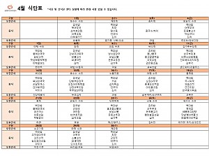 4월 식단 및 간식 입니다.