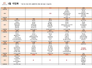 1월  식단표입니다